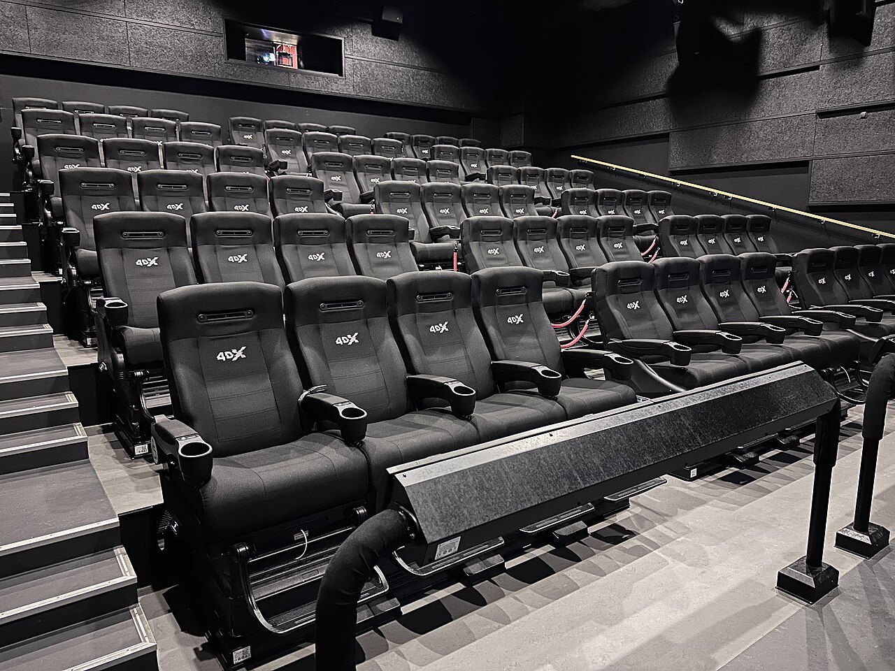 Example of seating rows in a 4DX cinema auditorium.