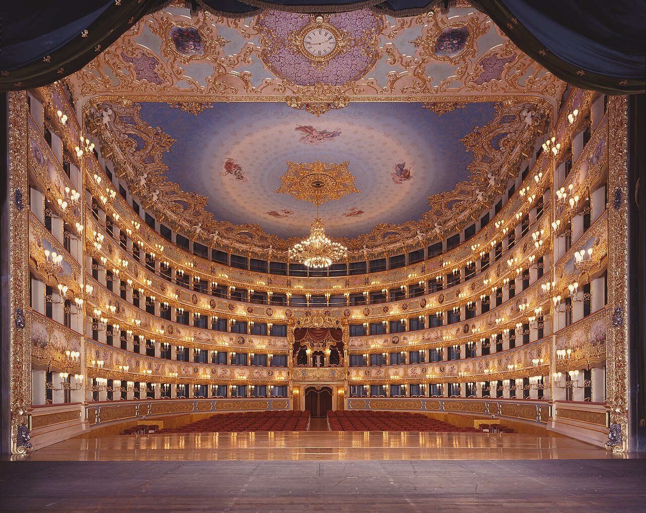 La Fenice opera-house auditorium viewed from the stage.